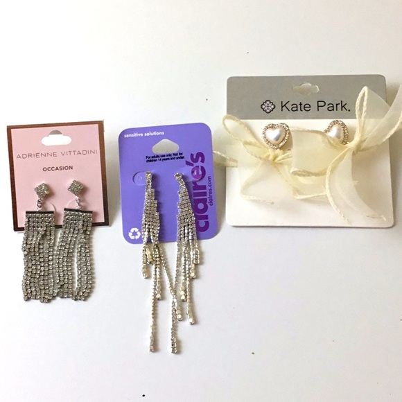 Adrienne Vittadini Rhinestone Tassel Earring + Bonus Pairs Fashion Jewelry NWT - Picture 1 of 5